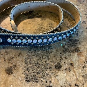B.B. Simon Blue and Silver Crystal Belt